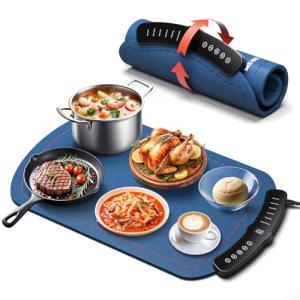 Taseven Warming Mat for Food, Food Warming Mat with 7 Temp Master Adjustable Warming Tray, Thermochromic Line, Electric Warming Tray for Buffets Party, Food Warmers