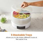 Elite Gourmet EFD770WD Digital Food Dehydrator with 5x12.5” BPA Free Trays, Adjustable 48-hr Timer and Temperature from 95~158F, Jerky, Herbs, Fruit, Veggies, Dried Snacks, White