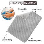 2 Pack Large Dish Drying Mat for Kitchen Counter,24*17 inch Microfiber Absorbent Dish Drainer,Large Size Dish Drying Pad for Countertops,Draining Racks,Sinks(Gray)
