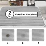 2 Pack Large Dish Drying Mat for Kitchen Counter,24*17 inch Microfiber Absorbent Dish Drainer,Large Size Dish Drying Pad for Countertops,Draining Racks,Sinks(Gray)