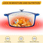 Velaze 7.5 QT Enameled Oval Dutch Oven Pot with Lid, Cast Iron Dutch Oven with Dual Handles for Bread Baking, Cooking, Frying, Non-stick Enamel Coated Cookware（Blue)