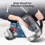 Electric Kettle Glass 2L, 1500W Fast Boiling Hot Water Boiler with Auto Shut-Off, LED Light, BPA-Free, Borosilicate Glass, Stainless Steel Interior, Wide Opening, Cordless Tea Kettle