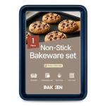 BAKKEN Kitchen Baking Pans - Nonstick Blue Coating, 13.58’’ × 9.65’’ Commercial Grade Carbon Steel Cookie Sheet, Diamond Texture Bottom, PFOA, PFOS, PTFE Free, Oven Safe Tray (450°F), Blue