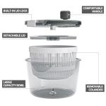 Cambom Salad Spinner Lettuce Spinner, Wash, Spin & Dry Salad Greens, Vegetable Washer Salad Dryer With Rotary Handle for Fruits & Vegetables, High Efficiency Vegetable Spinner Kitchen Gadget 3Qt White