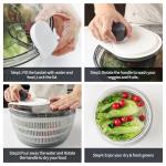 Cambom Salad Spinner Lettuce Spinner, Wash, Spin & Dry Salad Greens, Vegetable Washer Salad Dryer With Rotary Handle for Fruits & Vegetables, High Efficiency Vegetable Spinner Kitchen Gadget 3Qt White