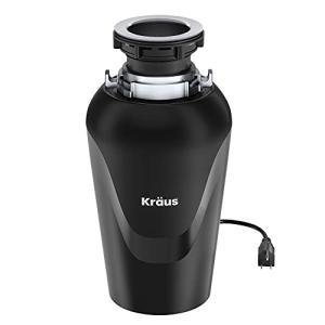 KRAUS WasteGuard 3/4 HP Ultra-Quiet Garbage Disposal with Quick Connect, Kitchen Sink Drain Cover, Power Cord and Flange Included, KWD100-75MBL
