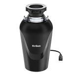 KRAUS WasteGuard 3/4 HP Ultra-Quiet Garbage Disposal with Quick Connect, Kitchen Sink Drain Cover, Power Cord and Flange Included, KWD100-75MBL