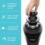 KRAUS WasteGuard 3/4 HP Ultra-Quiet Garbage Disposal with Quick Connect, Kitchen Sink Drain Cover, Power Cord and Flange Included, KWD100-75MBL
