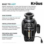 KRAUS WasteGuard 3/4 HP Ultra-Quiet Garbage Disposal with Quick Connect, Kitchen Sink Drain Cover, Power Cord and Flange Included, KWD100-75MBL