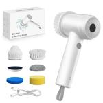 Electric Spin Scrubber - Cordless IPX7 Waterproof Shower Scrubber with 2 Speed Settings and 6 Replaceable Heads，Electric Cleaning Brush for Bathroom，Kitchen and Windows