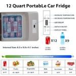 Alpicool C12PT Portable Car Freezer Cooler, 12 Volt Car Refrigerator, 12 Quart Fast Cooling, with 12/24V DC and 100-240V AC for Outdoor, Camping, RV, Truck (Black&Grey)