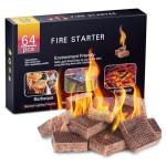 HGD Fire Starter, 64 Mini Square, Natural Fire Starters for BBQ, Campfire, Fireplace, Charcoal, Wood Stove, Chimney, Fire Pit, Grill, Smoker, Indoor Outdoor Use
