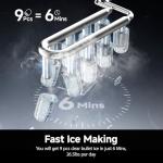 EUHOMY Ice Maker Countertop with Carry Handle, 9 Cubes Ready in 6 Mins, 26.5lbs/24H, Self-Cleaning, 2 Sizes of Bullet Ice with Basket and Scoop, Portable Ice Maker Machine for Home, Kitchen, Office