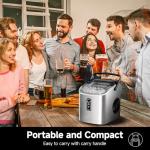 EUHOMY Ice Maker Countertop with Carry Handle, 9 Cubes Ready in 6 Mins, 26.5lbs/24H, Self-Cleaning, 2 Sizes of Bullet Ice with Basket and Scoop, Portable Ice Maker Machine for Home, Kitchen, Office