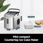 EUHOMY Ice Maker Countertop with Carry Handle, 9 Cubes Ready in 6 Mins, 26.5lbs/24H, Self-Cleaning, 2 Sizes of Bullet Ice with Basket and Scoop, Portable Ice Maker Machine for Home, Kitchen, Office