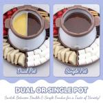 Party Desserts Electric Fondue Pot Set with 2 Pots, Candy & Chocolate Melting Pot, Melting Chocolate Warmer for Dipping, Fondue Pot Electric Set, Fondue Forks Included, 2.5 Cups, Brown