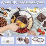 Party Desserts Electric Fondue Pot Set with 2 Pots, Candy & Chocolate Melting Pot, Melting Chocolate Warmer for Dipping, Fondue Pot Electric Set, Fondue Forks Included, 2.5 Cups, Brown