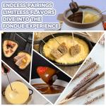 Party Desserts Electric Fondue Pot Set with 2 Pots, Candy & Chocolate Melting Pot, Melting Chocolate Warmer for Dipping, Fondue Pot Electric Set, Fondue Forks Included, 2.5 Cups, Brown