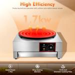 LIWBYYG 1700W 16 Inch Electric Crepe Maker, Commercial Pancake Machine 430 Stainless Steel Griddle Machine Crepe Maker Cooktop for Kitchen, Snack Stall(Adjustable 50-300℃)