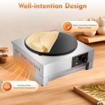 LIWBYYG 1700W 16 Inch Electric Crepe Maker, Commercial Pancake Machine 430 Stainless Steel Griddle Machine Crepe Maker Cooktop for Kitchen, Snack Stall(Adjustable 50-300℃)