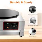 LIWBYYG 1700W 16 Inch Electric Crepe Maker, Commercial Pancake Machine 430 Stainless Steel Griddle Machine Crepe Maker Cooktop for Kitchen, Snack Stall(Adjustable 50-300℃)