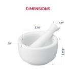 HIC Kitchen Small Mortar and Pestle Set, Fine Porcelain, 2.75-Inch, Spice Herb Grinder, Pill Crusher, Nut Butter Maker