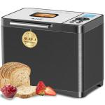 KBS 2LB Bread Maker, 19-in-1 Automatic Bread Machine Stainless Steel with Ceramic Pan,15H Timer&1H Keep Warm, Sourdough, Gluten-Free, 650W Bread Maker Machine with 3 Loaf Sizes 3 Crust Colors, Recipes