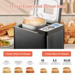 KBS 2LB Bread Maker, 19-in-1 Automatic Bread Machine Stainless Steel with Ceramic Pan,15H Timer&1H Keep Warm, Sourdough, Gluten-Free, 650W Bread Maker Machine with 3 Loaf Sizes 3 Crust Colors, Recipes