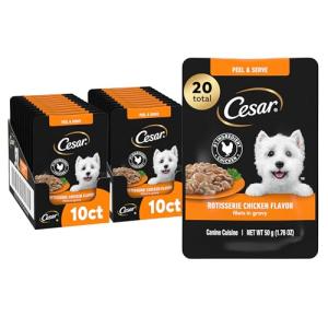 Cesar Filets in Gravy Wet Dog Food Rotisserie Chicken Flavor, 1.76 oz. Mini-Pouch (20 Count, Pack of 1)