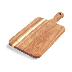 Acacia Wood Cutting Board with Handle, Wooden Cutting Boards, Chopping Board, Charcuterie Board, Serving board for Cheese, Bread, Pizza, Vegetables & Fruits (1, 13.8"L x 7"W)