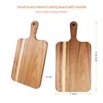 Acacia Wood Cutting Board with Handle, Wooden Cutting Boards, Chopping Board, Charcuterie Board, Serving board for Cheese, Bread, Pizza, Vegetables & Fruits (1, 13.8"L x 7"W)