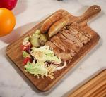 Acacia Wood Cutting Board with Handle, Wooden Cutting Boards, Chopping Board, Charcuterie Board, Serving board for Cheese, Bread, Pizza, Vegetables & Fruits (1, 13.8"L x 7"W)