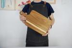 Acacia Wood Cutting Board with Handle, Wooden Cutting Boards, Chopping Board, Charcuterie Board, Serving board for Cheese, Bread, Pizza, Vegetables & Fruits (1, 13.8"L x 7"W)
