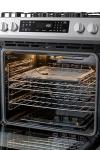 Kenmore 22-76853 5.6 cu. ft. Front-Control 5 Burner True Convection Gas Range with Oven Large Window, Three Racks, Dishwasher Safe Cast Iron Grates, Solid Black