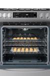 Kenmore 22-76853 5.6 cu. ft. Front-Control 5 Burner True Convection Gas Range with Oven Large Window, Three Racks, Dishwasher Safe Cast Iron Grates, Solid Black