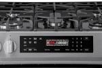 Kenmore 22-76853 5.6 cu. ft. Front-Control 5 Burner True Convection Gas Range with Oven Large Window, Three Racks, Dishwasher Safe Cast Iron Grates, Solid Black