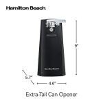 Hamilton Beach Extra-Tall Electric Automatic Can Opener with Easy-Clean Detachable Cutting Lever, Cord Storage, Knife Sharpener, Black (76702)