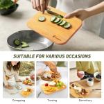 2 Packs Small Bamboo Wood Cutting Board for Kitchen Mini Wooden Charcuterie Boards Lightweight Chopping Board Non Toxic Handheld Serving Board Tiny Chef Set Camping Fruit Lemon Sandwich Cheese Board