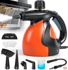 Sinbyuer Handheld Steam Cleaner for Home, Pressurized Multi-surface Natural Steam Cleaner with 11pcs Accessories & Dual-safety Lock, Multi-Purpose Cleaning Steamer for Upholstery, Window, Grout, Car