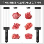 SupMaKin Fresh Meat Slicer, Thickness Adjustable 2 or 4 mm, 17 IN 1 Stainless Steel Manual Meat Cutter, Cleaver Kitchen Knife, Jerky Slicer Suit for Chicken Breast Beef Pork (Black)