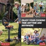 Outvita Indoor/Outdoor Electric Grill, 1600W Portable Removable Stand Grill with Double Layer Design for BBQ, Patio & Backyard (Black)