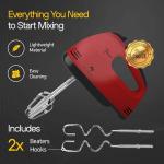 TechnoLegend Hand Mixer Electric Handheld – 7 Speed Ultra Power Electric Mixer Handheld (Red)