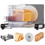 AERKINE Bread Slicer for Homemade Bread - 120W Deli Food Slicer with Removable 6.7" Stainless Steel Blades, 0-18mm Adjustable Thickness, Sourdough Bread Slicer for Homemade & Commercial Use
