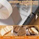 AERKINE Bread Slicer for Homemade Bread - 120W Deli Food Slicer with Removable 6.7" Stainless Steel Blades, 0-18mm Adjustable Thickness, Sourdough Bread Slicer for Homemade & Commercial Use