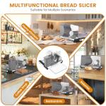 AERKINE Bread Slicer for Homemade Bread - 120W Deli Food Slicer with Removable 6.7" Stainless Steel Blades, 0-18mm Adjustable Thickness, Sourdough Bread Slicer for Homemade & Commercial Use