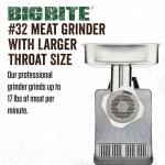 LEM Products BigBite #32 Meat Grinder, 1.5 HP Stainless Steel Electric Meat Grinder Machine, Ideal for Professional Use
