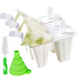 Popsicle Molds 6 Pieces Silicone Ice Pop Molds Popsicle Models Reusable Easy Release Ice Pop Maker (White)