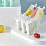 Popsicle Molds 6 Pieces Silicone Ice Pop Molds Popsicle Models Reusable Easy Release Ice Pop Maker (White)