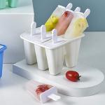 Popsicle Molds 6 Pieces Silicone Ice Pop Molds Popsicle Models Reusable Easy Release Ice Pop Maker (White)