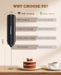 SIMPLETaste Milk Frother Wand Rechargeable Handheld Drink Mixer, USB-C Electric Whisk with Stainless Steel Whisk for Coffee, Lattes, Cappuccino, Matcha, Hot Chocolate&Creamer
